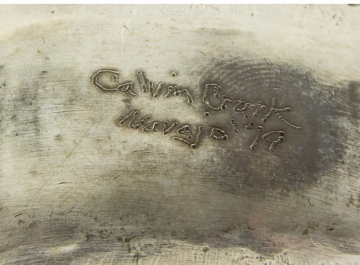 Navajo Native American Sterling Silver Watch Cuff Calvin Crank - Image 3