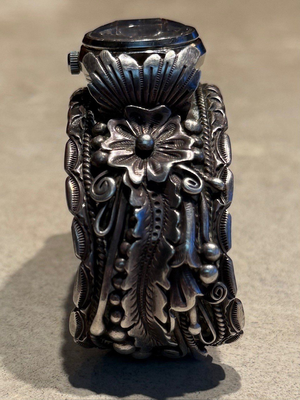Navajo Native American Sterling Silver Watch Cuff Calvin Crank - Image 7