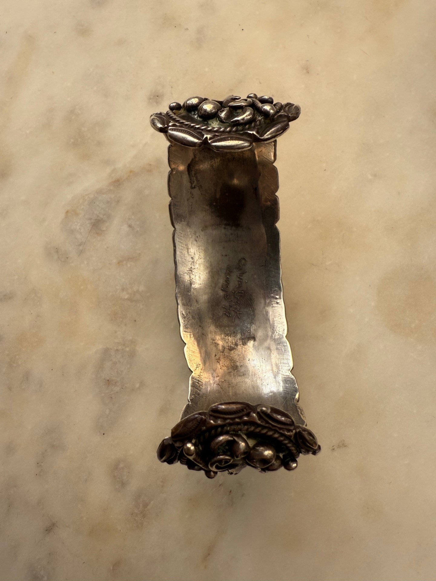 Navajo Native American Sterling Silver Watch Cuff Calvin Crank - Image 2