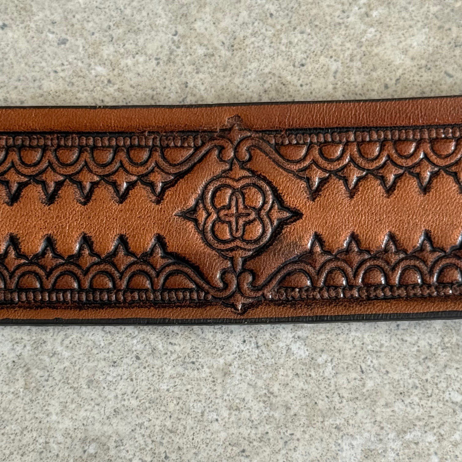 Hand Tooled Tudor Rose Belt Made in USA - Image 3