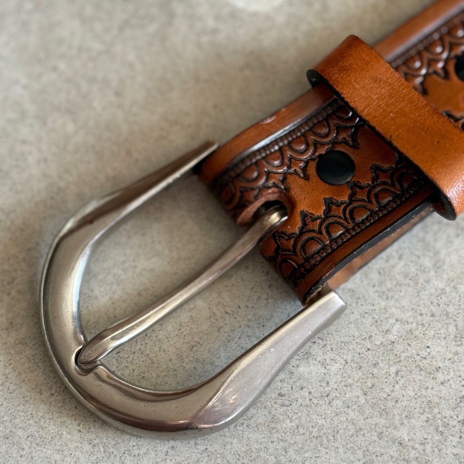Hand Tooled Tudor Rose Belt Made in USA - Image 4