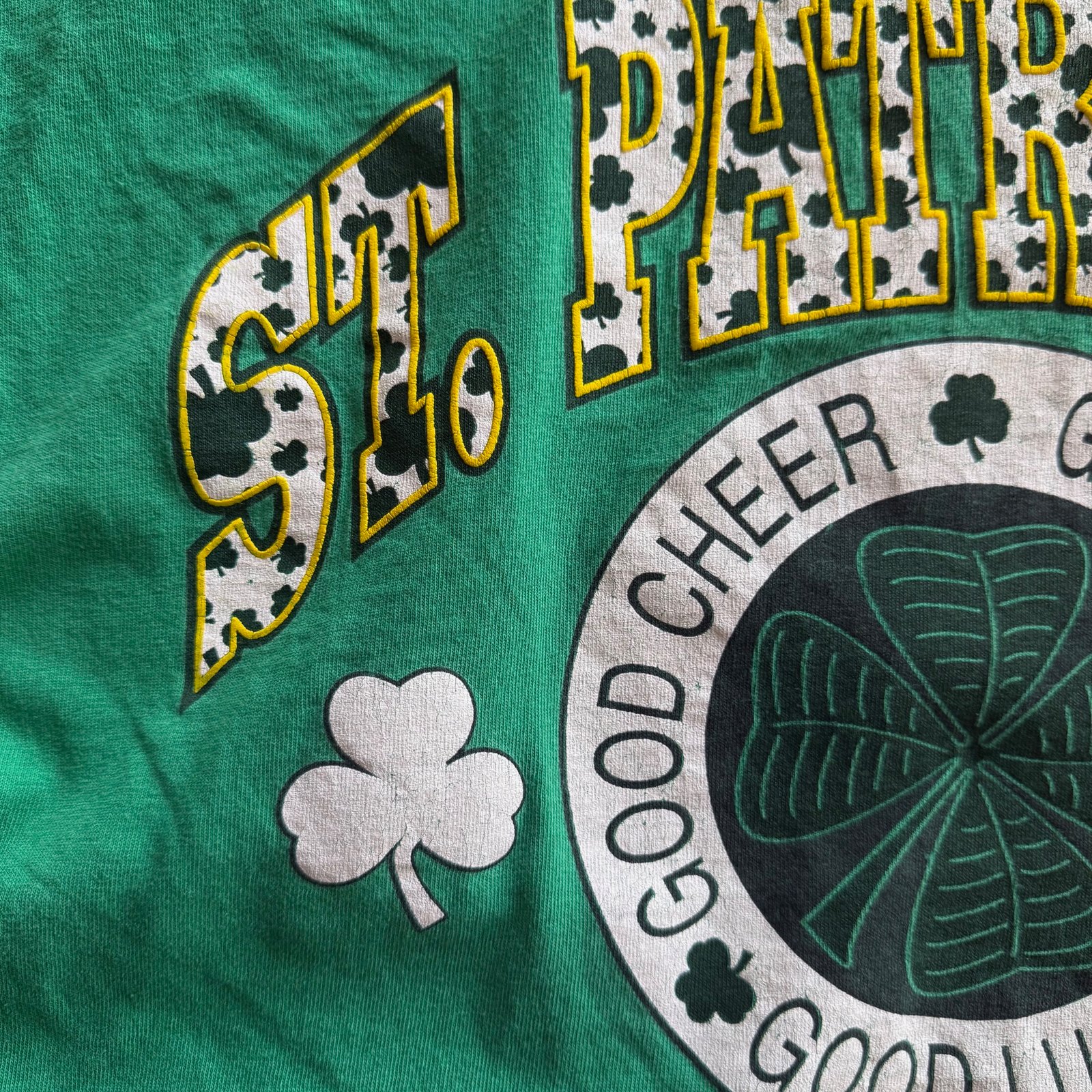 St Patricks Day Clover Print Tee Single Stitch - Image 4