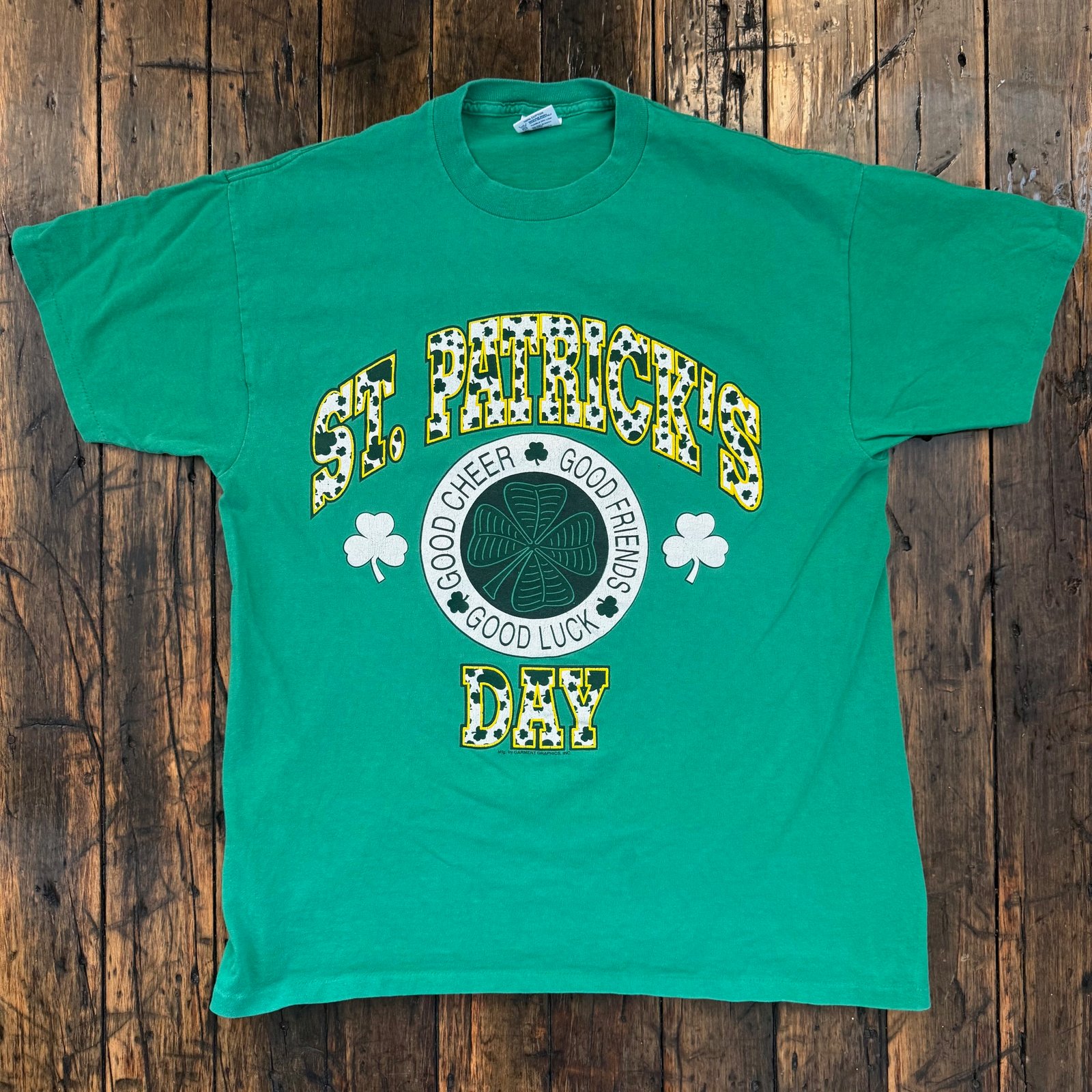 St Patricks Day Clover Print Tee Single Stitch
